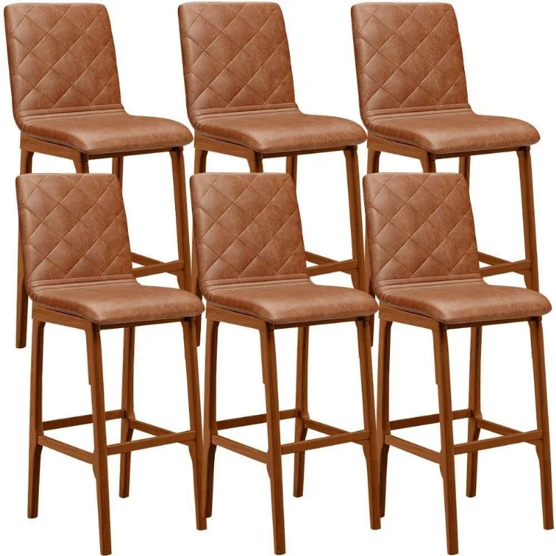 Kit 06 Banquetas Altas Para Cozinha Zoe B04 Camel - Lyam Decor