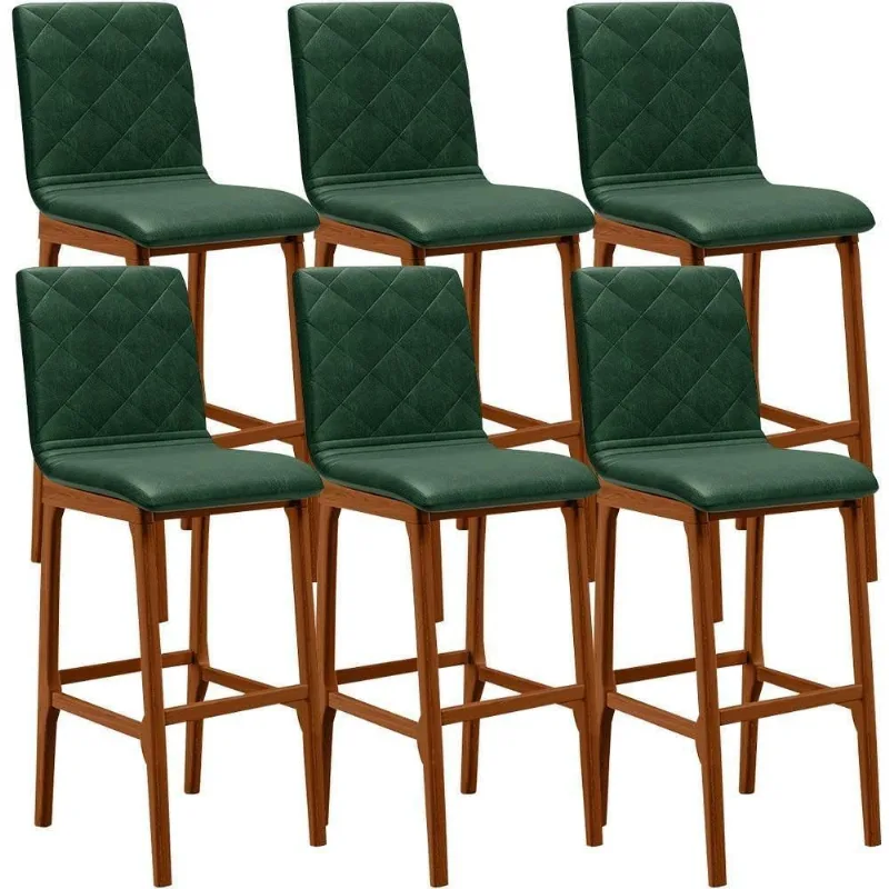 Kit 06 Banquetas Altas Para Cozinha Zoe B04 Verde Musgo - Lyam Decor