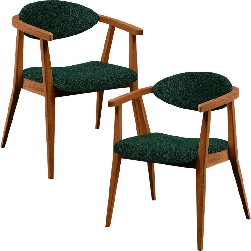 Kit 02 Poltronas Decorativa Cecília L02 Bouclê Verde