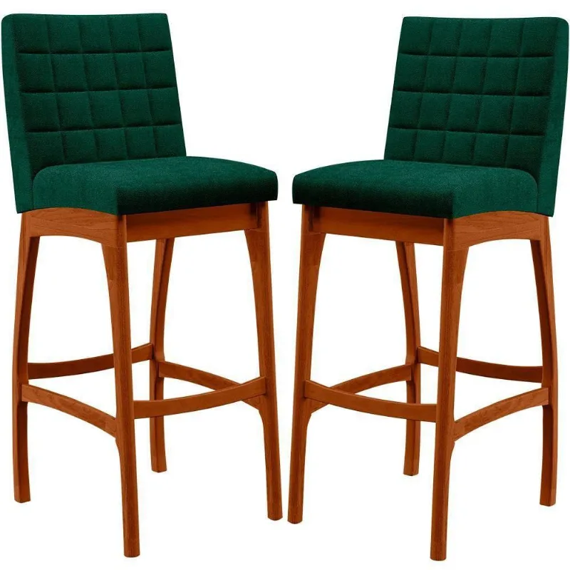 Kit 02 Banquetas Altas Cozinha Mila B04 Bouclê Verde - Lyam Decor
