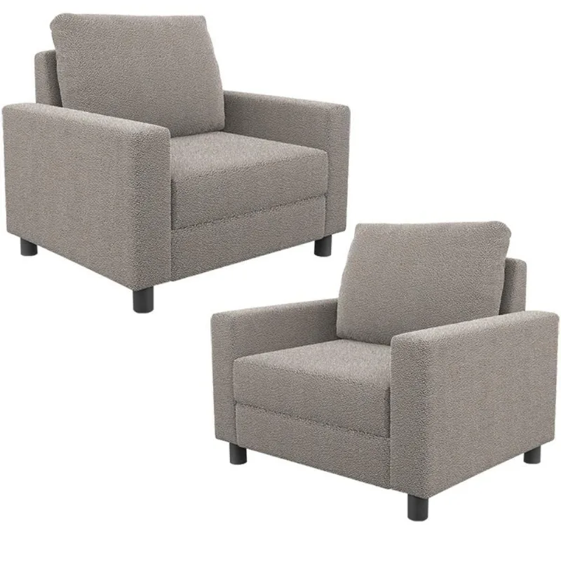Kit 02 Poltronas Decorativa Malta L02 Bouclê Bege