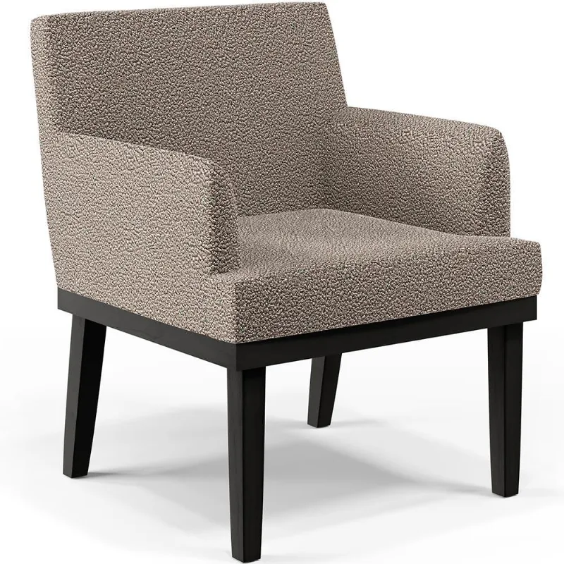 Poltrona Decorativa Para Sala De Estar Base Preto Beatriz W01 Bouclê Bege - Lyam Decor