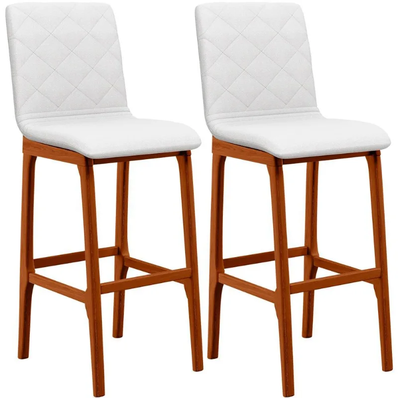 Kit 02 Banquetas Altas Para Cozinha Sala de Jantar Fixa Zoe B04 Facto Branco - Lyam Decor - Lyam Decor