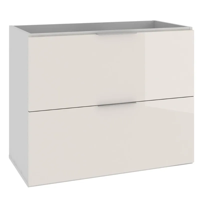 Armário Balcão Gabinete Para Banheiro 80cm Com 03 Gavetas Pietra B06 Branco Brilho - Lyam Decor - Lyam Decor