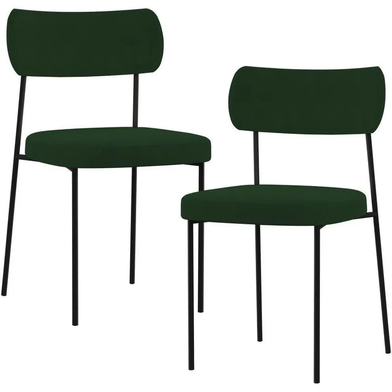 Kit 02 Cadeiras Para Sala De Jantar L02 Suede Verde Musgo