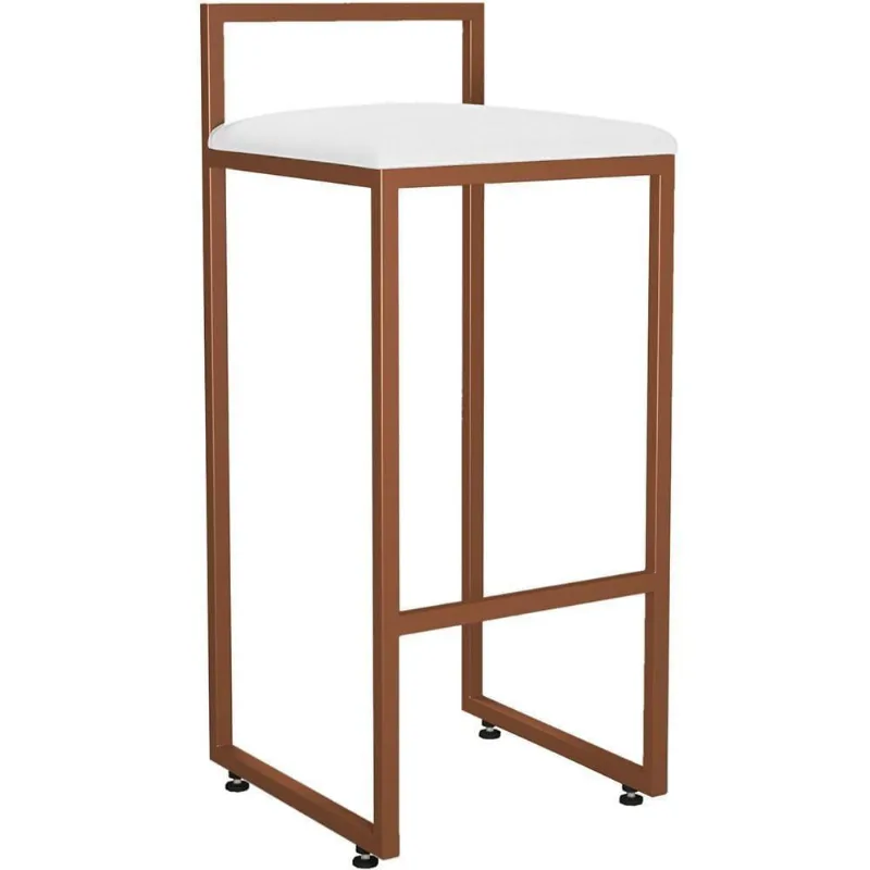Banqueta Alta Para Cozinha Hanna L02 Bronze Corano Branco - Lyam Decor