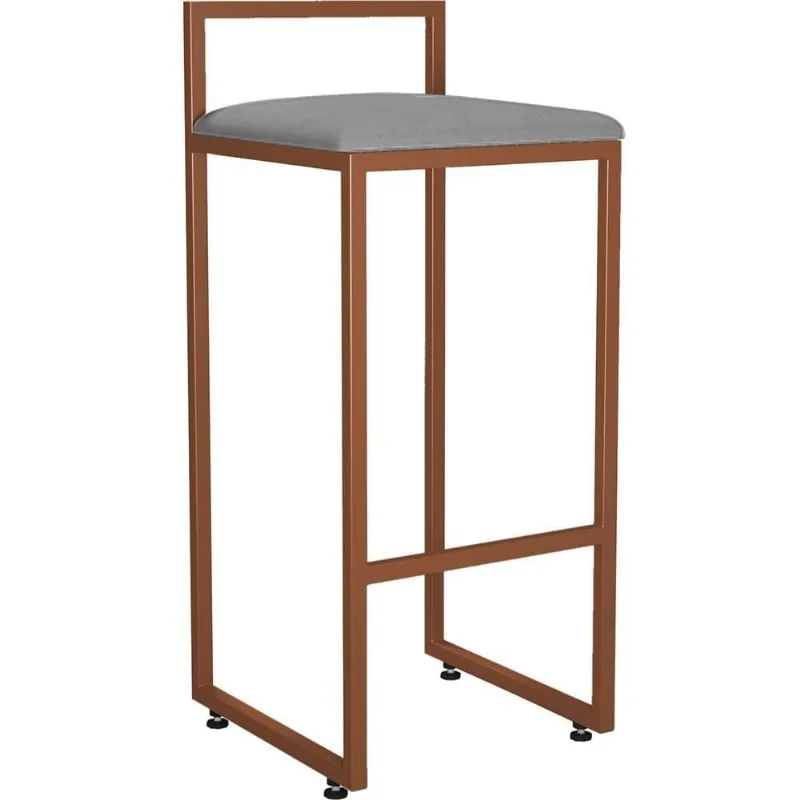 Banqueta Alta Para Cozinha Hanna L02 Bronze Corano Cinza - Lyam Decor
