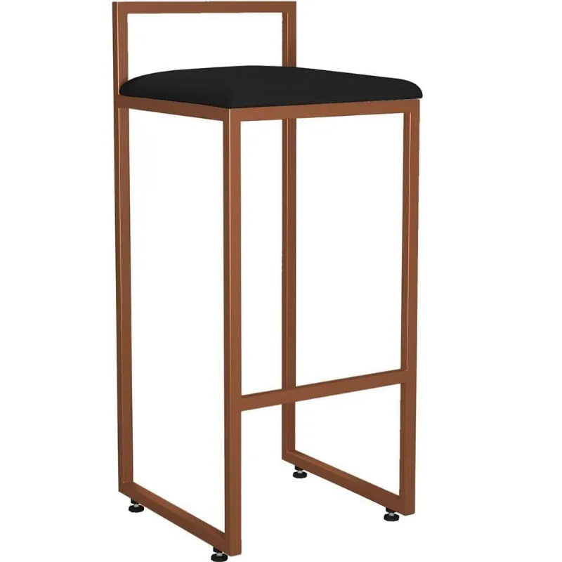 Banqueta Alta Para Cozinha Hanna L02 Bronze Corano Preto - Lyam Decor