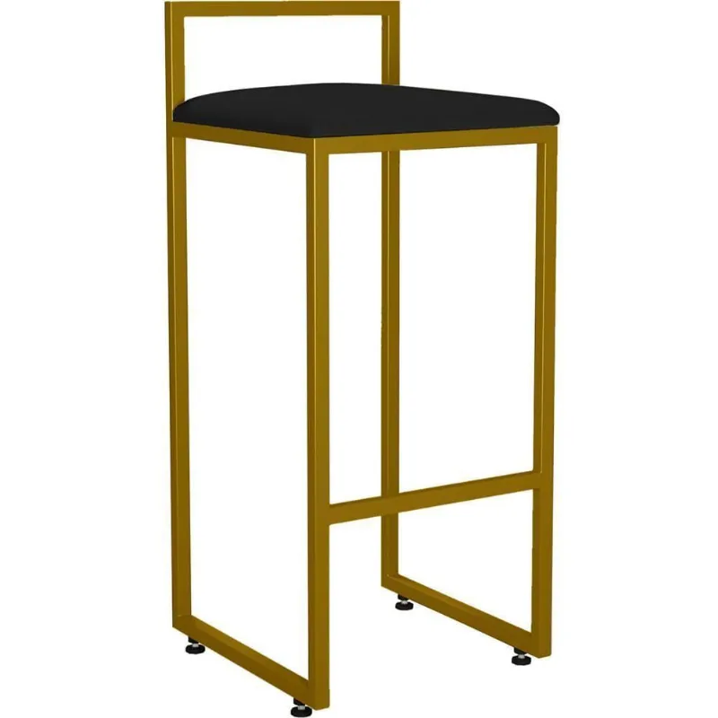 Banqueta Alta Cozinha Hanna L02 Dourado Corano Preto - Lyam Decor