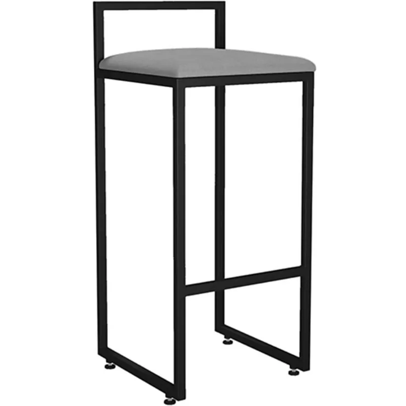 Banqueta Alta Cozinha Hanna L02 Preto Corano Cinza - Lyam Decor