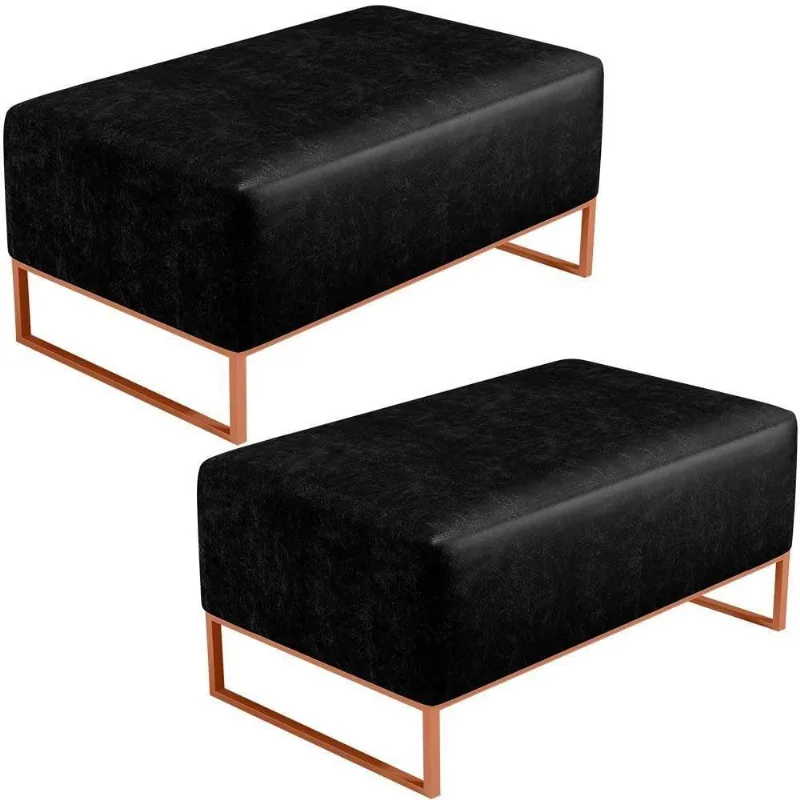 Kit 02 Puffs Decorativo Cléo 90Cm W01 Cobre Couríssimo Preto