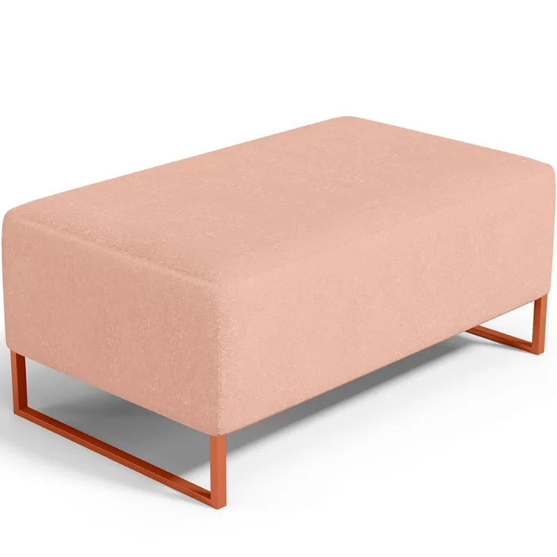 Puff Decorativo Sala De Estar Cléo 90cm Base De Ferro Cobre W01 Linho Rosê - Lyam Decor