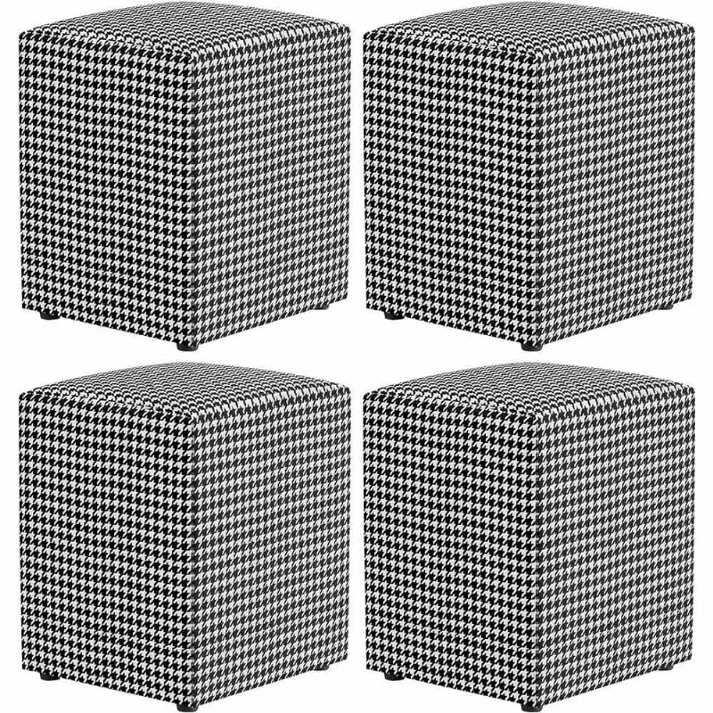 Kit 04 Puffs Quadrado Decorativo L02 Pied Poule - Lyam Decor