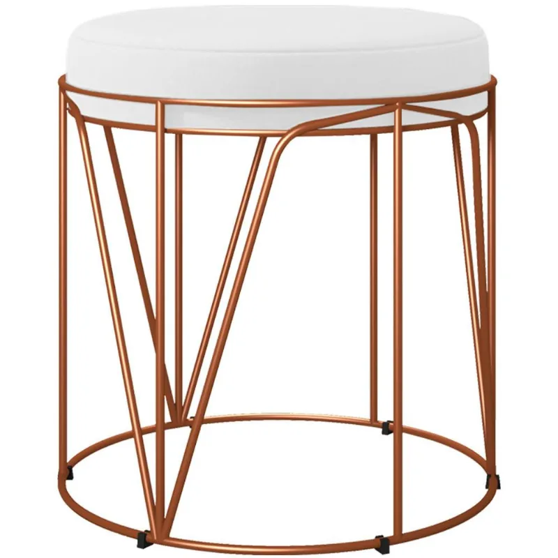 Puff Decorativo Aramado Bronze Zaya L02 Corano Branco - Lyam Decor