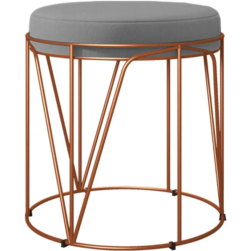 Puff Decorativo Aramado Bronze Zaya L02 Corano Cinza - Lyam Decor