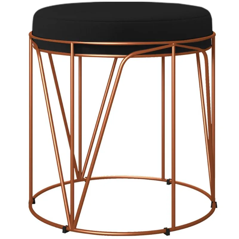 Puff Decorativo Aramado Bronze Zaya L02 Corano Preto - Lyam Decor