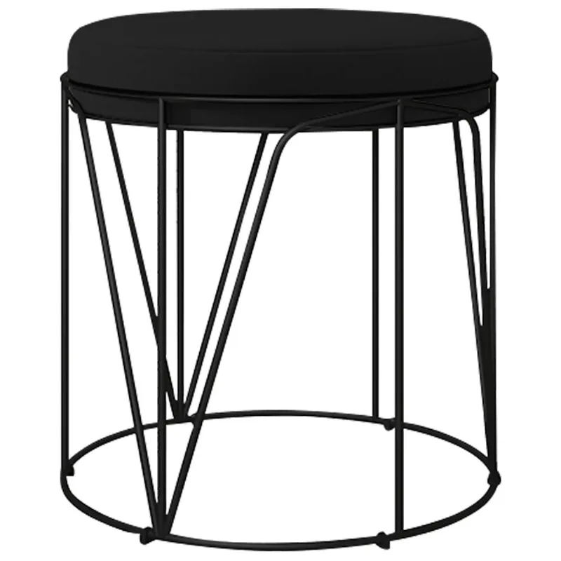 Puff Decorativo Aramado Preto Zaya L02 Corano Preto- Lyam Decor