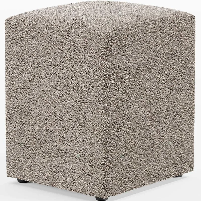 Puff Quadrado Decorativo Sala De Estar L02 Bouclê Bege - Lyam Decor