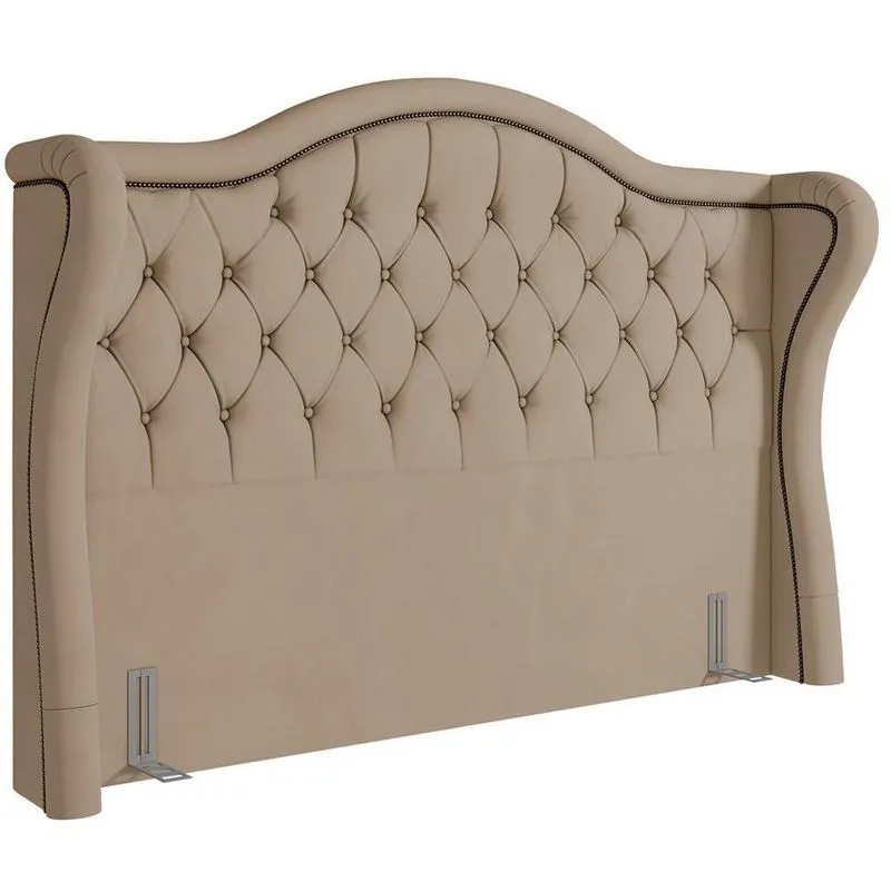 Cabeceira Cama Box Casal King 195cm P05 Lisboa Veludo Bege
