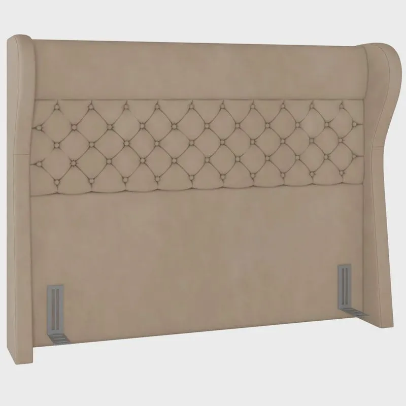 Cabeceira Cama Box Casal King 195 cm P05 Madrid Veludo Bege - Lyam Decor