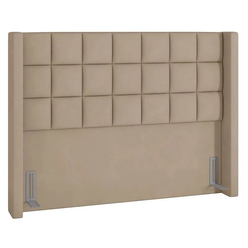 Cabeceira Cama Box Casal King 195 cm P05 Paris Veludo Bege - Lyam Decor