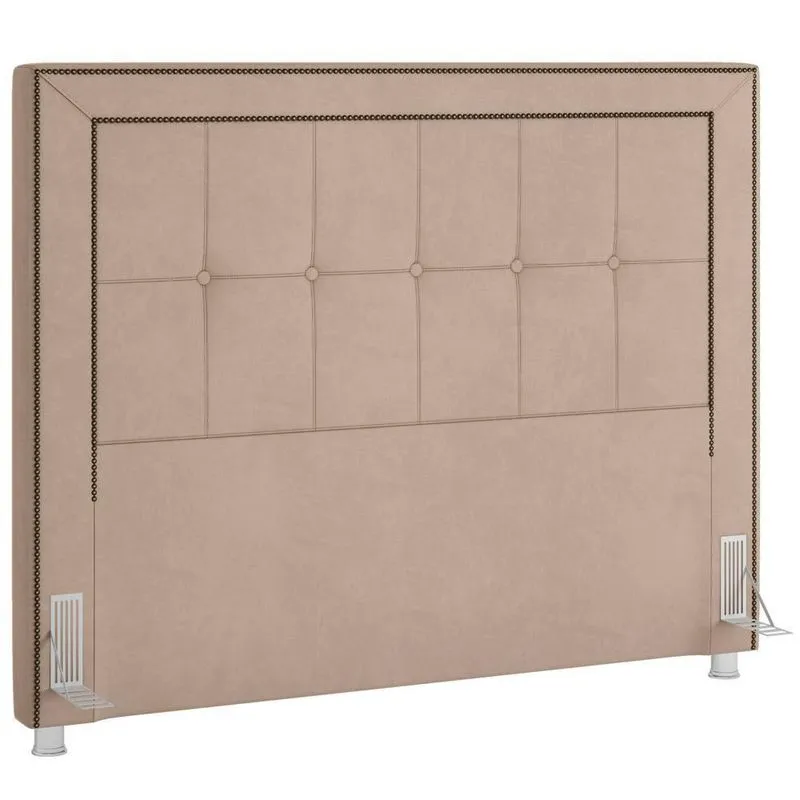 Cabeceira Cama Box Casal Queen 160cm P05 Atenas Veludo Bege