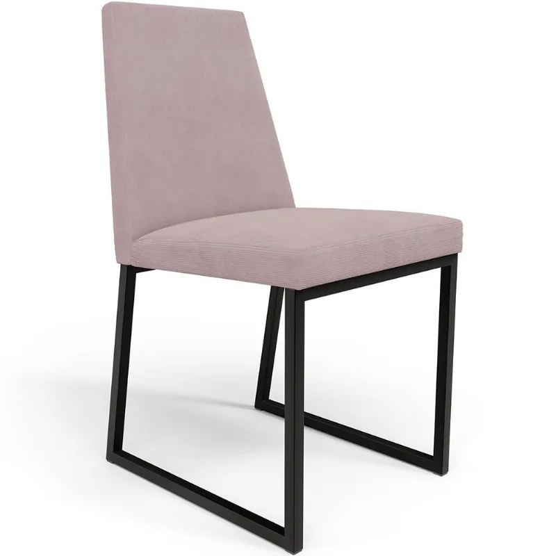 Cadeira Para Sala De Jantar Base Aço Industrial Preto Dafne L02 Suede Rosê - Lyam Decor - Lyam Decor