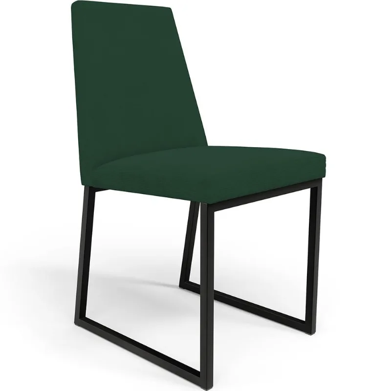 Cadeira Para Sala De Jantar Base Aço Industrial Preto Dafne L02 Suede Verde Musgo - Lyam Decor - Lyam Decor