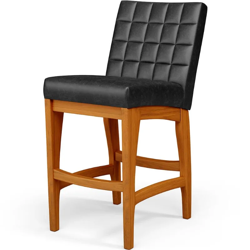 Banqueta Baixa Para Cozinha Bancada Bar Sala De Jantar Fixa Mila L02 Couríssimo Preto - Lyam Decor