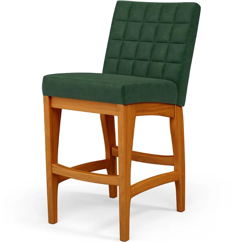 Banqueta Baixa Para Cozinha Bancada Bar Sala De Jantar Fixa Mila L02 Facto Verde Musgo - Lyam Decor