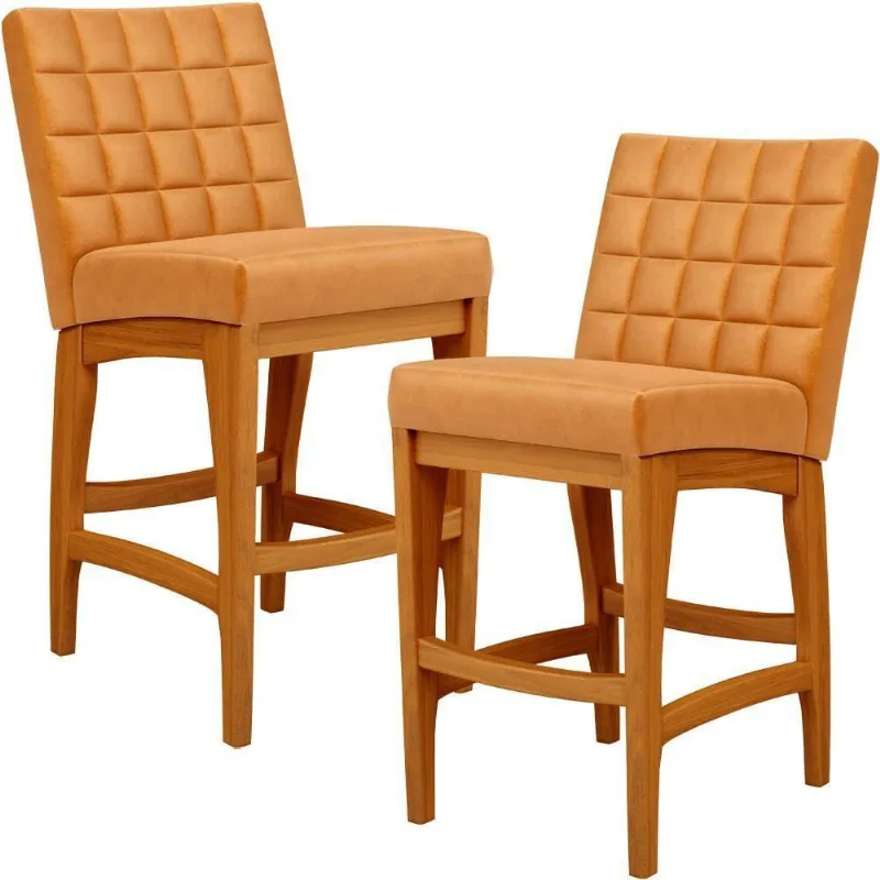 Kit 02 Banquetas Baixa Cozinha Bancada L02 Whisky - Lyam Decor