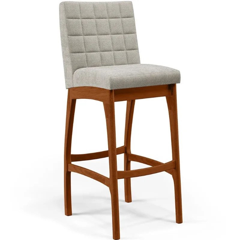 Banqueta Alta Para Cozinha Sala De Jantar Fixa Mila B04 Bouclê Creme - Lyam Decor - Lyam Decor