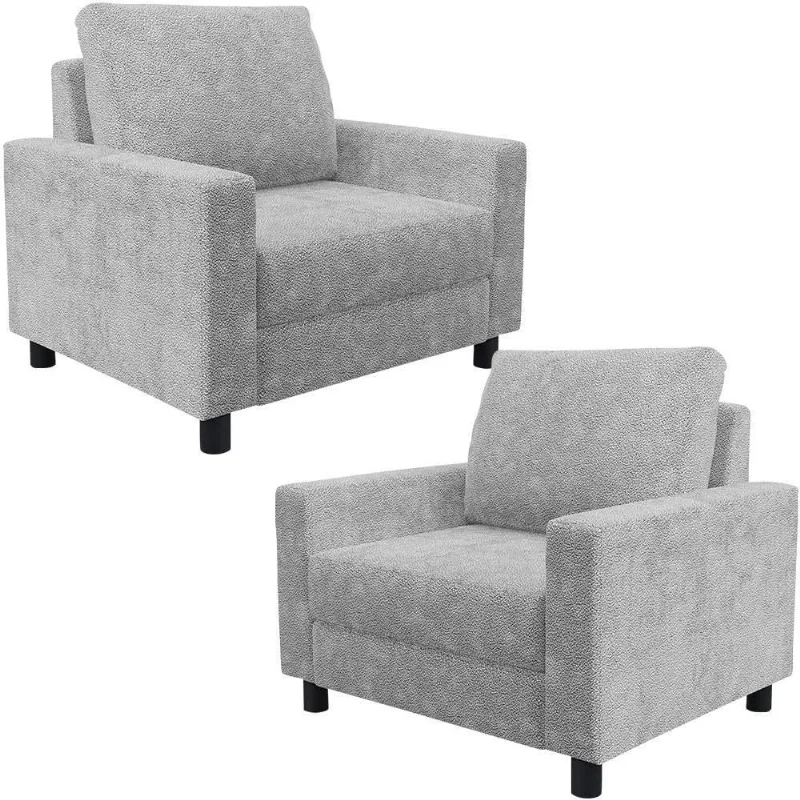 Kit 02 Poltronas E Recepção Malta L02 Bouclê Cinza