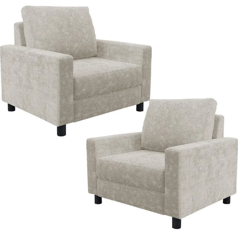 Kit 02 Poltronas E Recepção Malta L02 Bouclê Creme