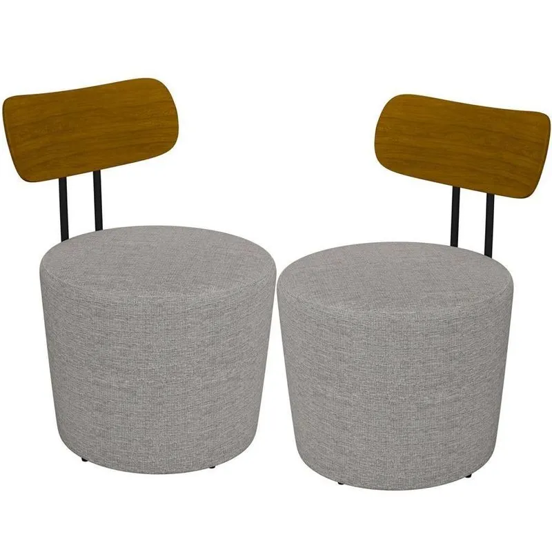 Kit 02 Poltronas Base Fixa Luara M03 Cinza