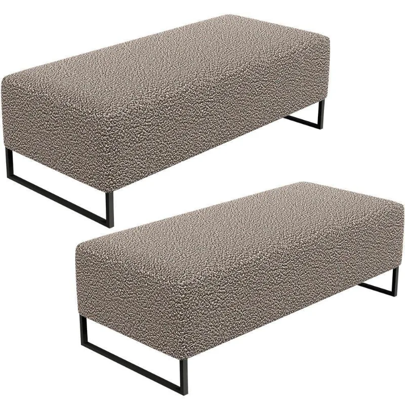 Kit 02 Puffs Decorativo Bali W01 120X50cm Bouclê Bege