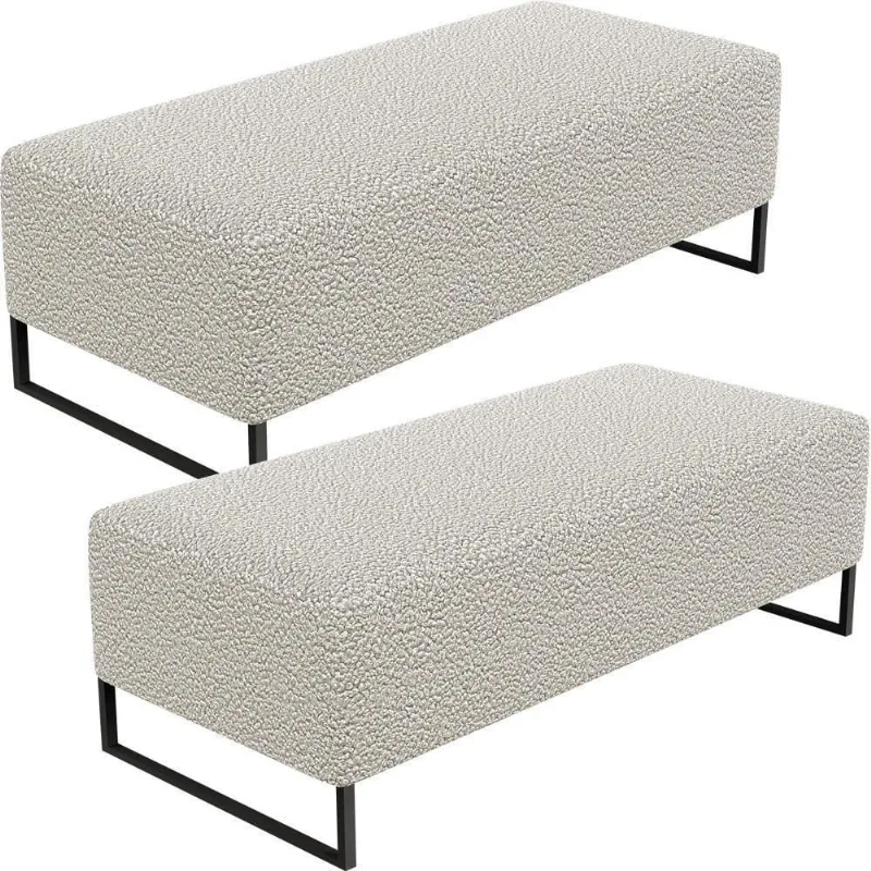 Kit 02 Puffs Decorativo Bali W01 120X50cm Bouclê Creme