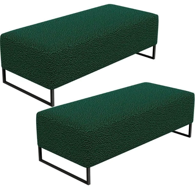 Kit 02 Puffs Decorativo Bali W01 120X50cm Bouclê Verde