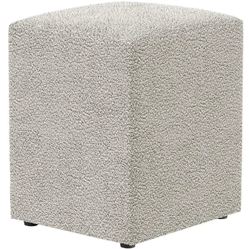 Puff Quadrado Decorativo Sala De Estar L02 Bouclê Creme - Lyam Decor