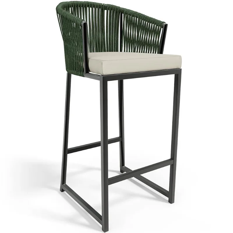 Banqueta Decorativa Para Área Gourmet Cozinha Varanda Corda Náutica Sunset D04 Verde - Lyam Decor