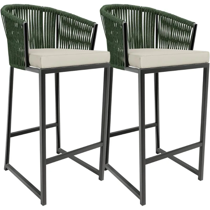 Kit 02 Banqueta Para Área Gourmet Cozinha Varanda Corda Náutica Sunset D04 Verde - Lyam Decor - Lyam Decor