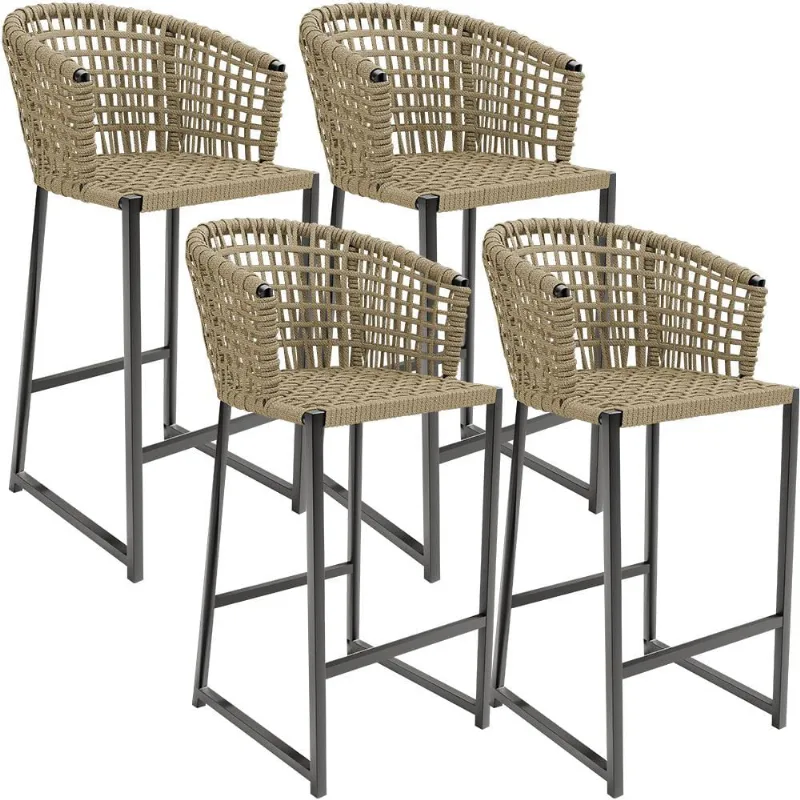Kit 04 Banqueta Para Área Gourmet Cozinha Varanda Corda Náutica Porto D04 Bege - Lyam Decor