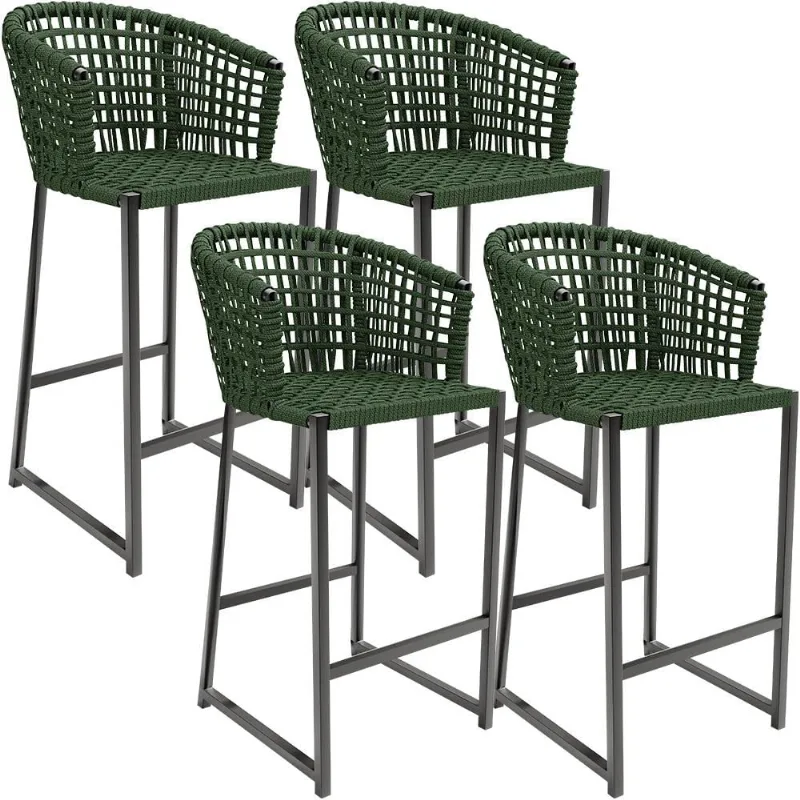 Kit 04 Banqueta Para Área Gourmet Cozinha Varanda Corda Náutica Porto D04 Verde - Lyam Decor