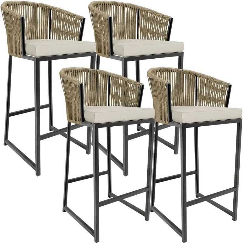 Kit 04 Banqueta Para Área Gourmet Cozinha Varanda Corda Náutica Sunset D04 Bege - Lyam Decor - Lyam Decor