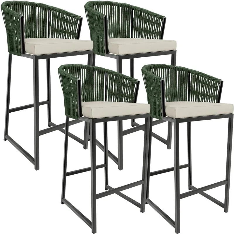 Kit 04 Banqueta Para Área Gourmet Cozinha Varanda Corda Náutica Sunset D04 Verde - Lyam Decor - Lyam Decor