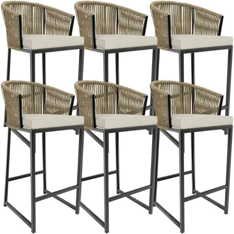 Kit 06 Banqueta Para Área Gourmet Cozinha Varanda Corda Náutica Sunset D04 Bege - Lyam Decor