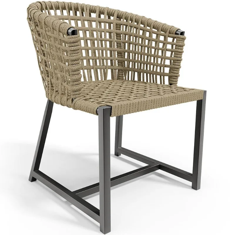 Cadeira Decorativa Para Área Gourmet Cozinha Varanda Corda Náutica Belize D04 Bege - Lyam Decor
