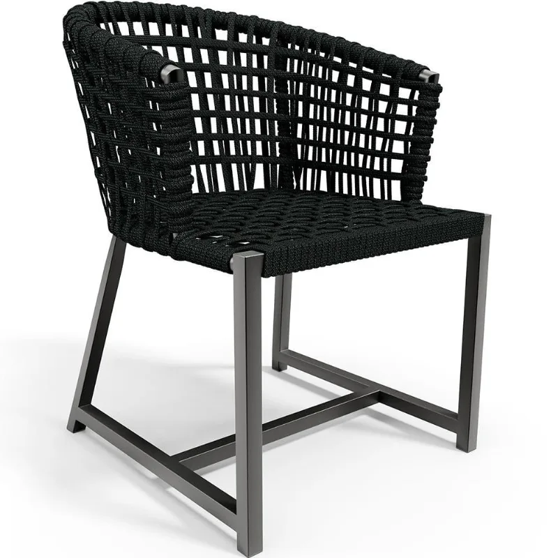 Cadeira Decorativa Para Área Gourmet Cozinha Varanda Corda Náutica Belize D04 Preto - Lyam Decor - Lyam Decor