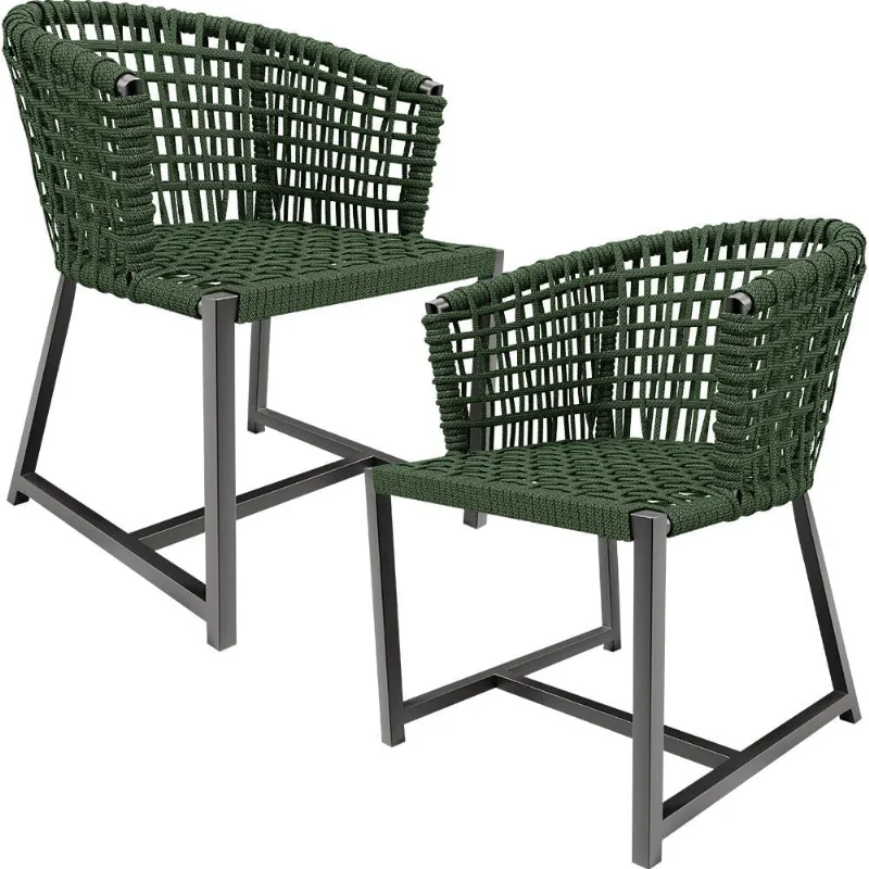 Kit 02 Cadeiras Decorativas Para Área Gourmet Cozinha Corda Náutica Belize D04 Verde - Lyam Decor