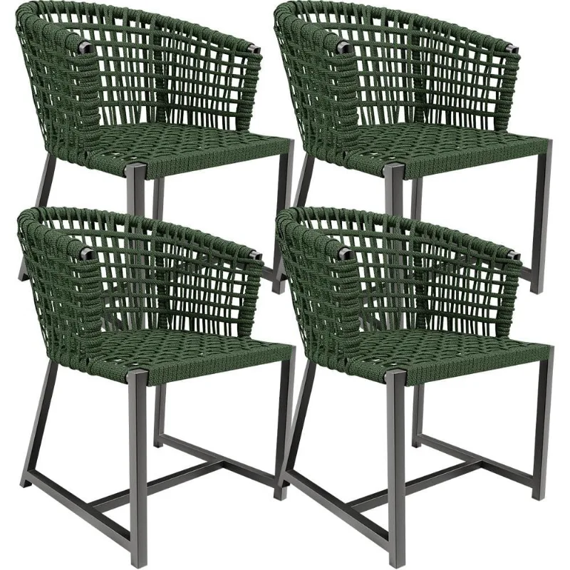 Kit 04 Cadeiras Decorativas Para Área Gourmet Cozinha Corda Náutica Belize D04 Verde - Lyam Decor